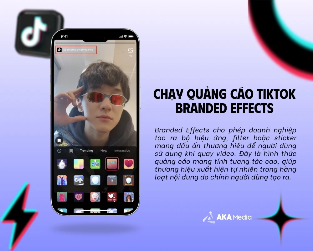 Branded Effects cho phép doanh nghiệp tạo ra bộ hiệu ứng, filter hoặc sticker mang dấu ấn thương hiệu để người dùng sử dụng khi quay video