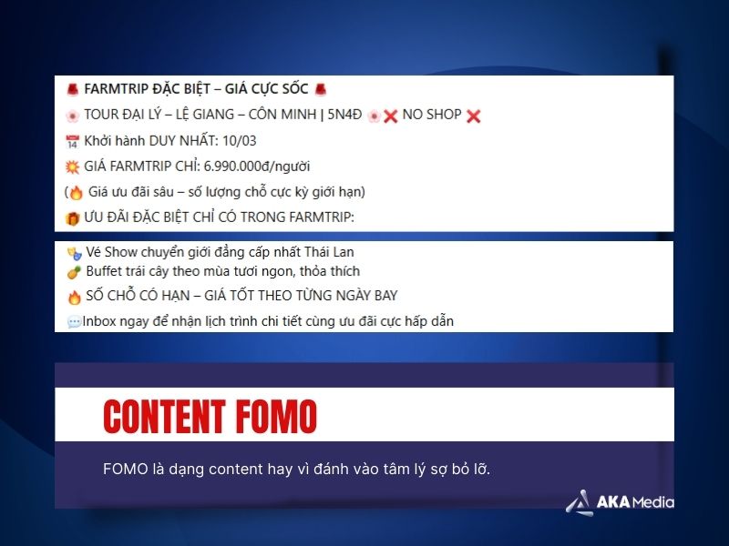 Đánh vào tâm lý sợ bị bỏ lỡ, dạng content FOMO có hiệu quả khá lớn